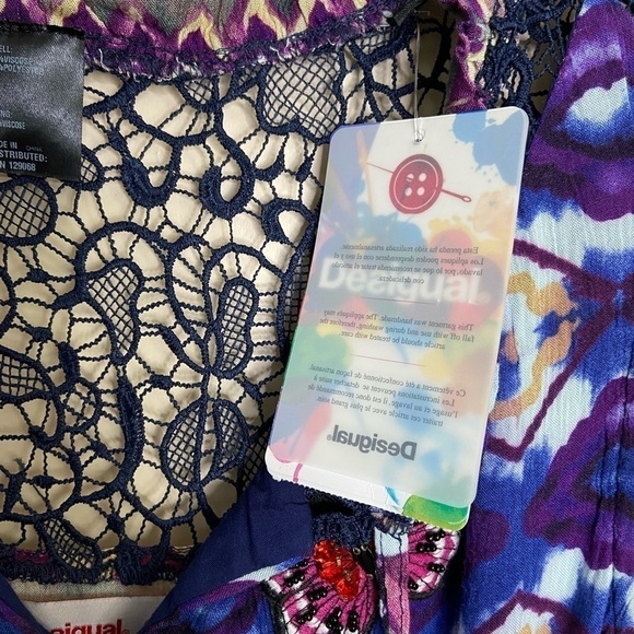 NWT Desigual Tie Dye Maxi Dress Vest Serpens size 4. Multi Color crochet - Picture 13 of 14